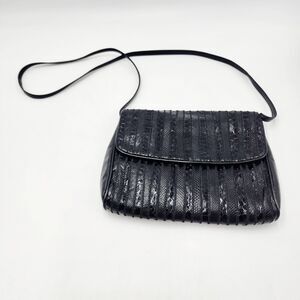 Vintage Klein for Calderon Black Snakeskin High Quality Leather Shoulder Purse